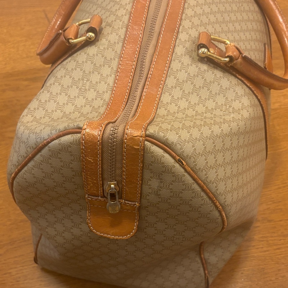 Celine Leather-Trim large Brown Patterned Travel Duffel Bag - Picture 2 of 9